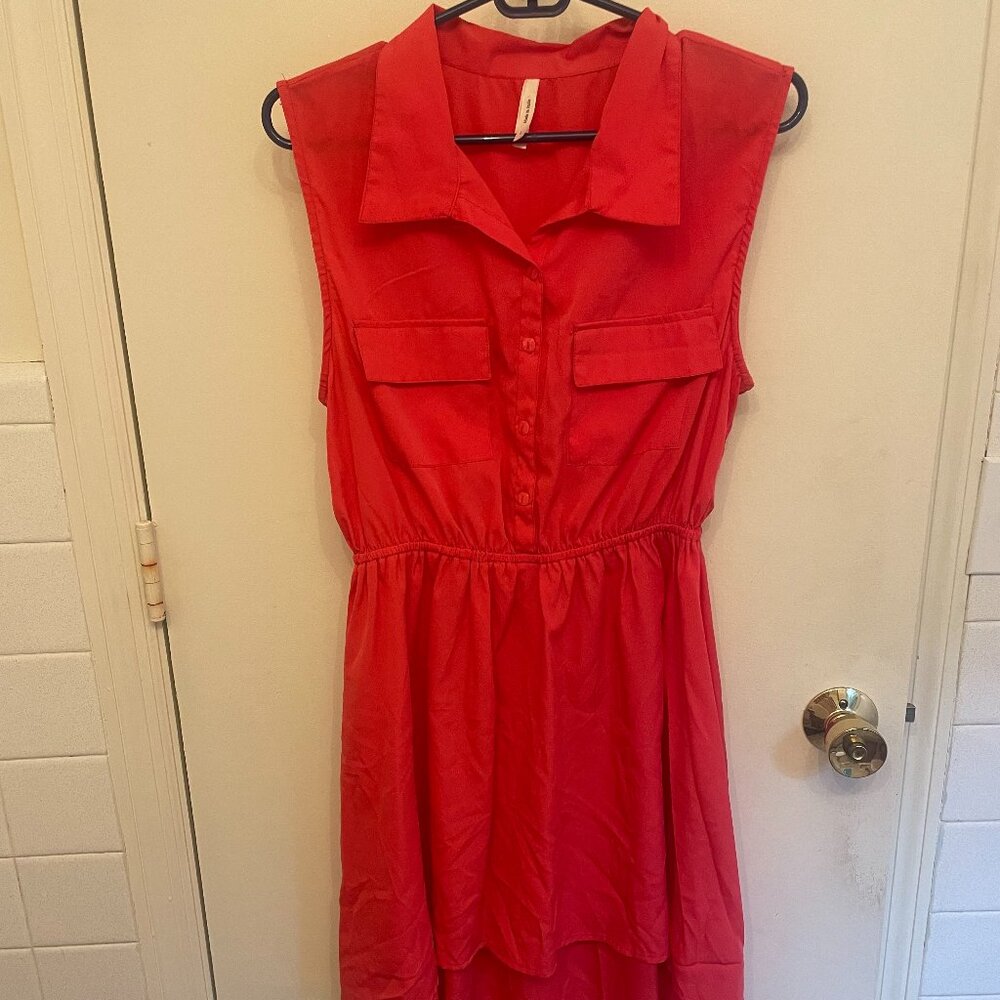 Hot Pink High Low Shirt Front Dress
